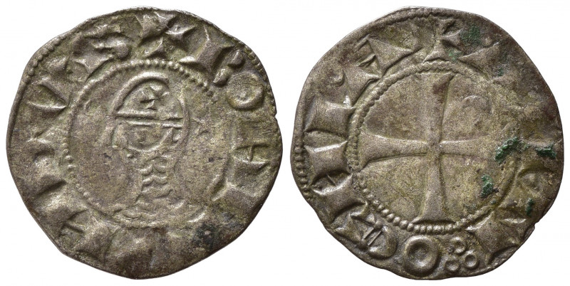 Oriente Latino. Antiochia. Boemondo III (1149-1163). Denaro Ag (0,85). Testa elm...