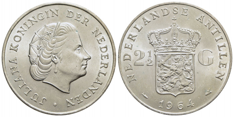 ANTILLE OLANDESI. Juliana (1948-1980). 2,5 Gulden - 1964 - AG Kr. 7 - FDC