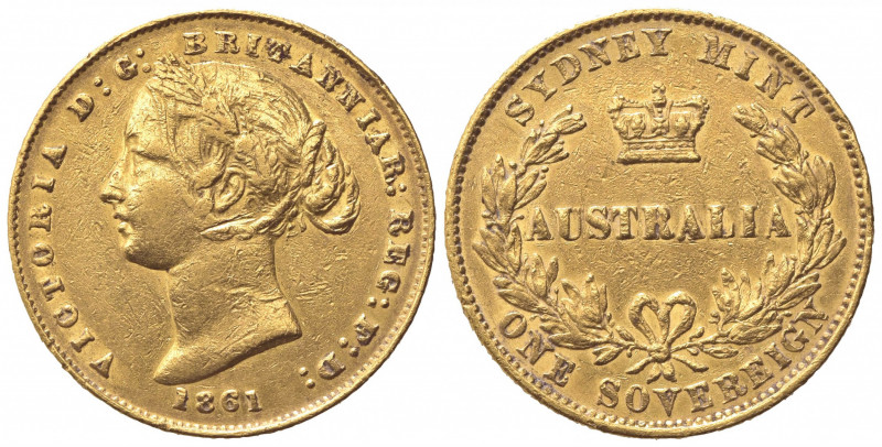 AUSTRALIA. Victoria (1837-1901). Sovereign 1861. Au (21.5mm, 7.95g). Sydney. KM ...