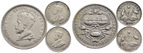 AUSTRALIA. Giorgio V (1910-1936). Fiorino - 1927 M - AG Kr. 31 assieme a 3 pence 1919 e 1934 - Lotto di tre monete - BB+÷qSPL