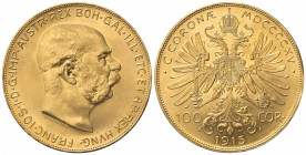 AUSTRIA. Francesco Giuseppe (1848-1916). 100 Corone 1915. Au (36.5mm, 33.92g). KM 2819; Fr. 507. SPL+