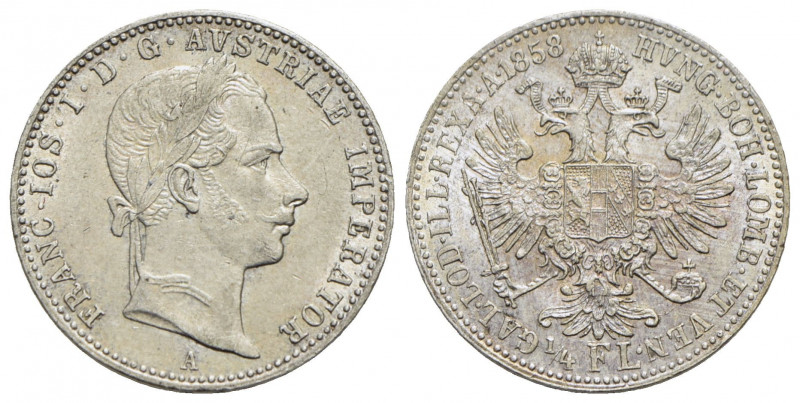 AUSTRIA. Francesco Giuseppe (1848-1916). Fiorino - 1858 A - AG Kr. 2219 - qFDC/F...