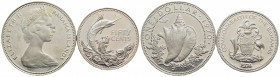 BAHAMAS. Elisabetta II. Dollaro - 1970 - AG Kr. 8 assieme a 50 c. 1974 Proof - Lotto di due monete - FDC