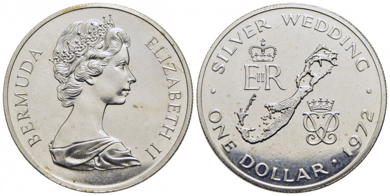 BERMUDA. Elisabetta II (1952). Dollaro - 1972 - Nozze d'argento - AG Kr. 22a Pro...