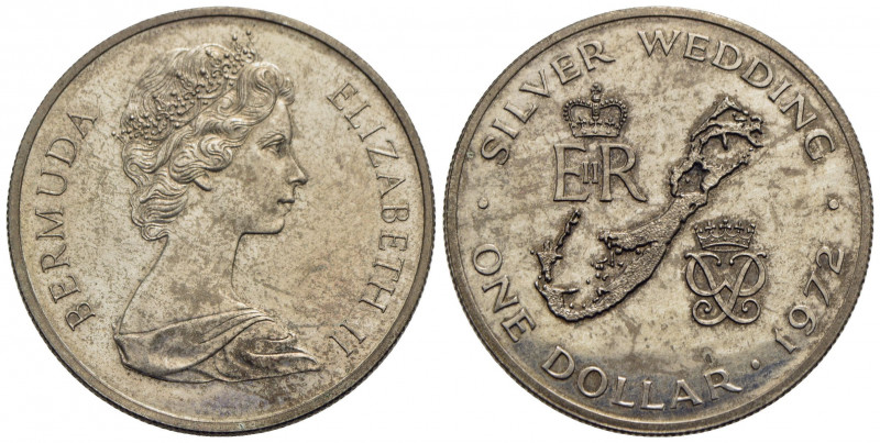 BERMUDA. Elisabetta II (1952). Dollaro - 1972 - Nozze d'argento - AG Kr. 22a - F...