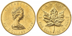 CANADA. Elisabetta II (1952). 50 Dollari 1980. Au (29.5mm, 31.23g). KM 125; Fr. B1. SPL