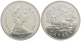 CANADA. Elisabetta II (1952). Dollaro - 1981 - Ferrovia - AG Kr. 130 Proof - FDC