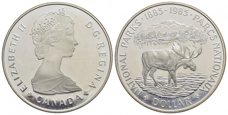 CANADA. Elisabetta II (1952). Dollaro - 1985 - National Park - AG Kr. 143 Proof ...