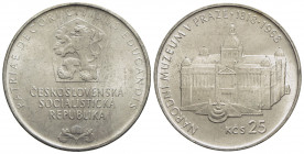 CECOSLOVACCHIA. Repubblica. 25 Corone - 1968 - 150 anniversario museo di Praga - AG Kr. 64 - FDC