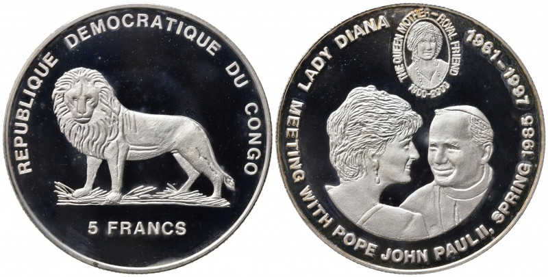 CONGO. Repubblica Democratica. 5 Francs senza data (2000). Ag. Lady Diana e Giov...