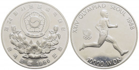 COREA DEL SUD. Repubblica. 10.000 Won - 1986 - Olimpiadi maratona - AG Kr. 56 Proof - FDC