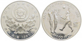 COREA DEL SUD. Repubblica. 10.000 Won - 1987 - Olimpiadi pallavolo - AG Kr. 63 Proof - FDC