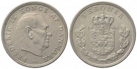 DANIMARCA. Federico IX (1947-1972). 5 Corone 1960. Ar (32.5mm, 15.24g). Copenhagen. KM 853. BB+