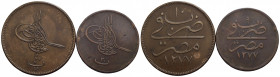 EGITTO. Abdul Hamid II (1876-1909). 40 Para - 1277/10 (1870) - CU Kr. 248 assieme a 20 para 1277/9 - Lotto di due monete - SPL