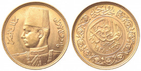 EGITTO. Farouk I (1936-1952). 100 Piastre, AH 1357 - AD 1938. Au (23.5mm, 8.52g). KM 372; Fr. 113. qSPL