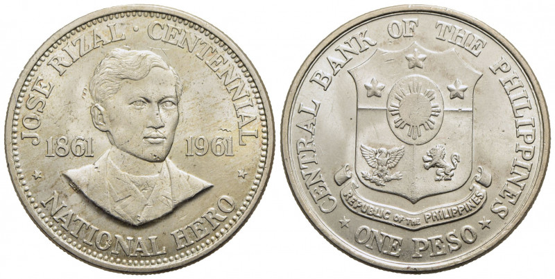 FILIPPINE. Repubblica. Peso - 1961 - 100° Anniversario della nascita di Jose Riz...