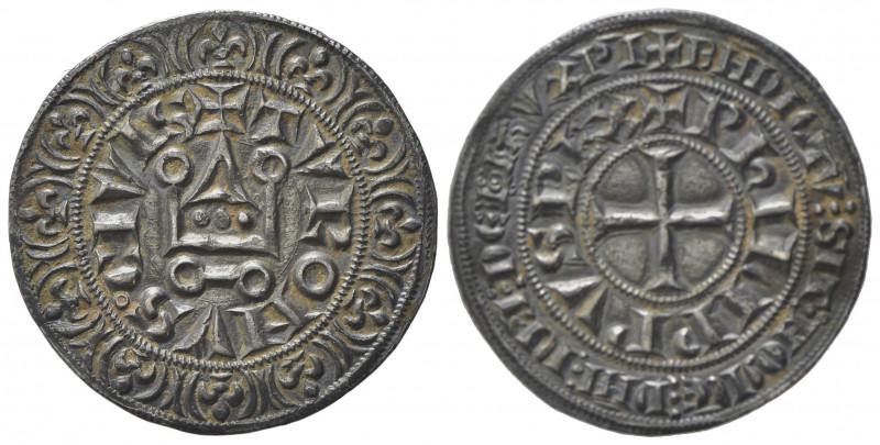 FRANCIA. Filippo IV (1316–1322). Grosso Tornese. Ar (26mm, 4.14g). Duplessy 238....