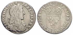 FRANCIA. Luigi XIV (1643-1715). Dodicesimo di scudo - 1661 A - AG Kr. 199.1 - qBB