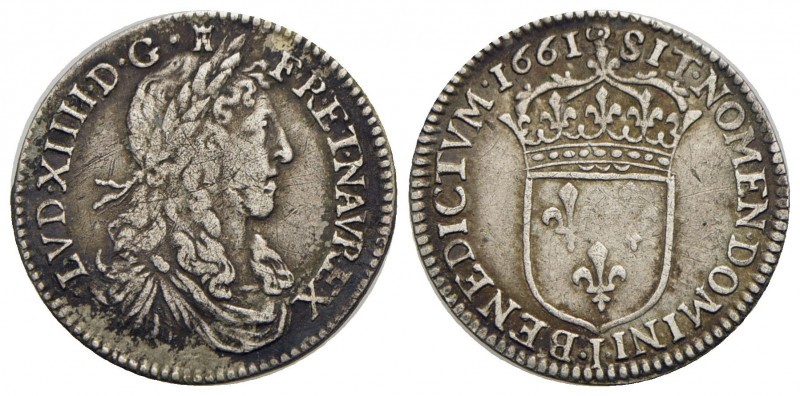 FRANCIA. Luigi XIV (1643-1715). Dodicesimo di scudo - 1661 I - AG Kr. 199.5 - BB...