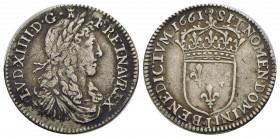 FRANCIA. Luigi XIV (1643-1715). Dodicesimo di scudo - 1661 I - AG Kr. 199.5 - BB+