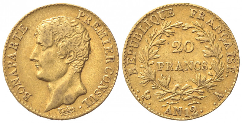 FRANCIA. Napoleone I (1804-1815). 20 Franchi 1803 (AN 12). Au (21mm, 6.39g). Par...