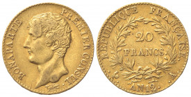 FRANCIA. Napoleone I (1804-1815). 20 Franchi 1803 (AN 12). Au (21mm, 6.39g). Parigi. KM 651; Fr. 510. BB