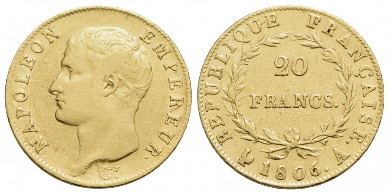 FRANCIA. Napoleone I (1804-1815). 20 Franchi - 1806 A - (AU g. 6,38) Kr. 674.1 -...