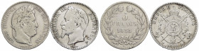 FRANCIA. Luigi Filippo I (1830-1848). 5 Franchi - 1833 K - AG Kr. 749.7 assieme a 1868 BB - Lotto di due monete - MB÷qBB