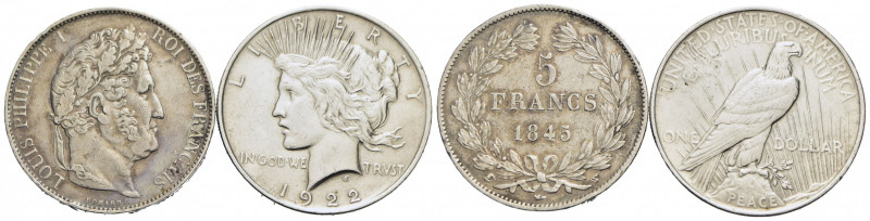 FRANCIA. Luigi Filippo I (1830-1848). 5 Franchi - 1845 W - AG NC Kr. 736.3 Bordo...