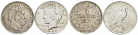 FRANCIA. Luigi Filippo I (1830-1848). 5 Franchi - 1845 W - AG NC Kr. 736.3 Bordo in rilievo assieme a USA dollaro 1922 - Lotto di due monete - BB