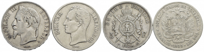 FRANCIA. Napoleone III (1852-1870). 5 Franchi - 1870 BB - Testa laureata - AG Kr...