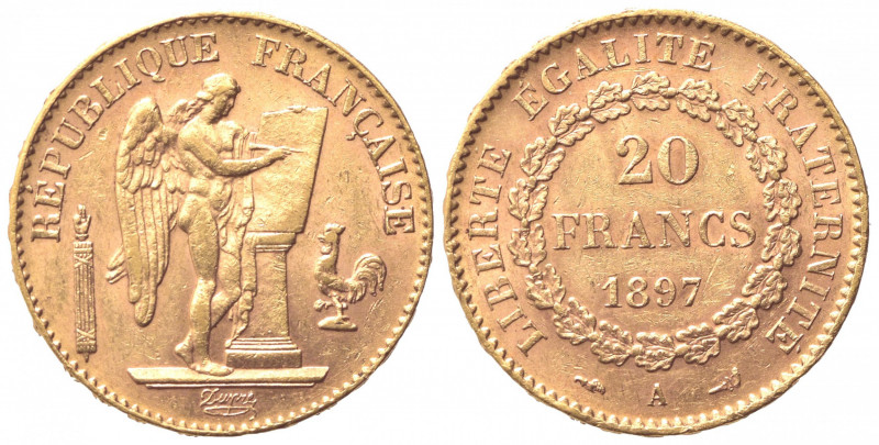 FRANCIA. Terza Repubblica (1870-1940). 20 Franchi 1897. Au (21mm, 6.43g). Parigi...