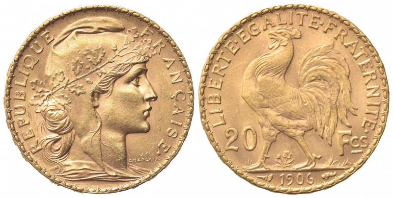 FRANCIA. Terza Repubblica (1870-1940). 20 Franchi 1906. Au (21mm, 6.45g). KM 847...