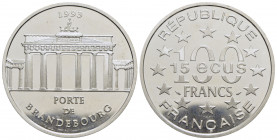 FRANCIA. Quinta Repubblica (1959). 100 Franchi - 1993 - Porta di Brandeburgo - AG Kr. 1032 Proof - FDC