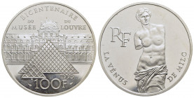 FRANCIA. Quinta Repubblica (1959). 100 Franchi - 1993 - Venere di Milo - AG Kr. 1020 Proof - FDC