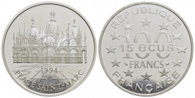 FRANCIA. Quinta Repubblica (1959). 100 Franchi - 1994 - Piazza San Marco - AG Kr. 1068 Proof - FDC