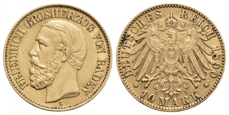 GERMANIA. BADEN. Federico I Gran Duca (1856-1907). 10 Marchi - 1890 G - (AU g. 3...