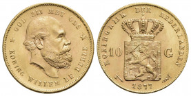 OLANDA - Guglielmo III (1849-1890) - 10 Gulden - 1877 - (AU g. 6,7) Kr. 106 - FDC