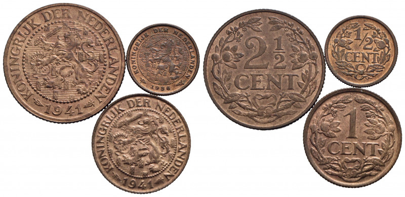 OLANDA - Guglielmina (1890-1948) - 2,5 Centesimi - 1941 - CU Kr. 150 assieme a 1...
