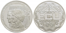 OLANDA - Beatrice (1980-2013) - 25 Ecu - 1991 - Regina Beatrice e principe Claudio - AG Bruce X37 Proof - FDC