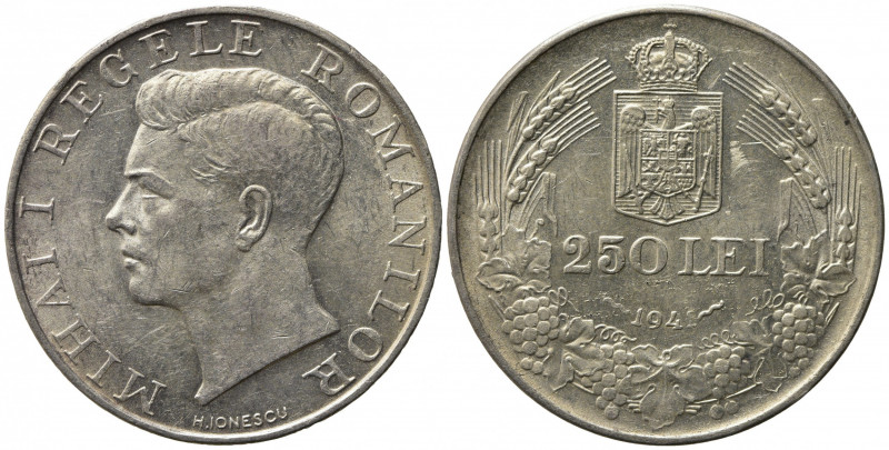 ROMANIA. Michele (1940-1947). 250 Lei 1941 NIHIL SINE DEO. Ag (11,90 g). KM#59.3...