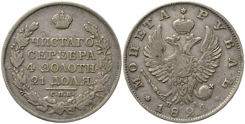 RUSSIA. Alessandro I (1801-1825). Rublo 1824. Ag. C#130. BB