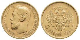 RUSSIA - Nicola II (1894-1917) - 5 Rubli - 1898 - (AU g. 4,28) Kr. Y62 - SPL