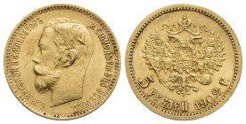 RUSSIA - Nicola II (1894-1917) - 5 Rubli - 1902 - (AU g. 4,28) Kr. Y62 - qFDC