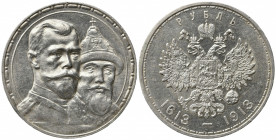 RUSSIA. Nicola II (1894-1917). Rublo 1913 "300th annversary Romanov dinasty". Ag. Y#70. SPL+