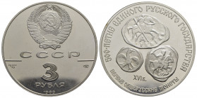 RUSSIA - URSS (1917-1992) - 3 Rubli - 1989 - 1000° coniazione monete in Russia - AG Kr. 211 Proof - FDC