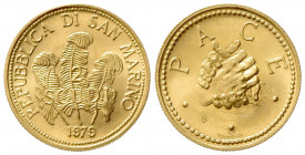 SAN MARINO. 2 Scudi 1979. Au (21mm, 6.05g). KM 100; Fr. 17. Au. SPL