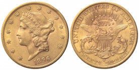 STATI UNITI D'AMERICA. 20 Dollari 1896. Au (34mm, 33.52g). San Francisco. KM 74.3; Fr. 178. BB+