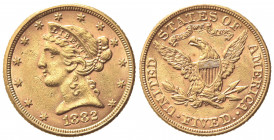 STATI UNITI D'AMERICA. 5 Dollari 1882. Au (21mm, 8.39g). Philadelphia. KM 101; Fr. 145. BB