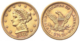 STATI UNITI D'AMERICA. 2 1/2 Dollari 1905. Au (17.5mm, 4.18g). Philadelphia. KM 72; Fr. 114. BB+